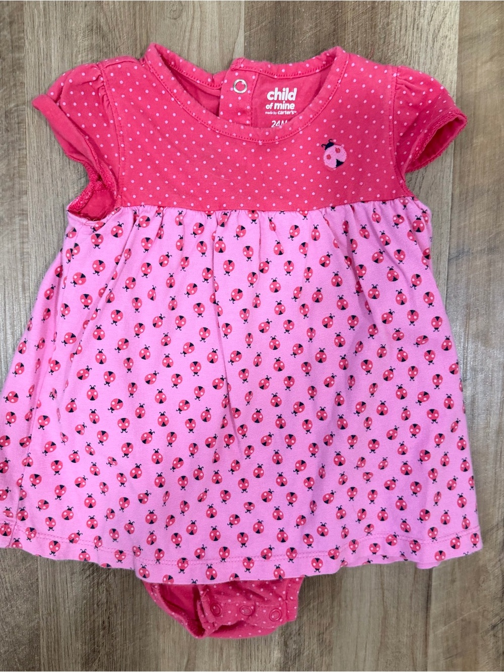 Carter's Pink Polka Dot & Ladybug Baby Dress